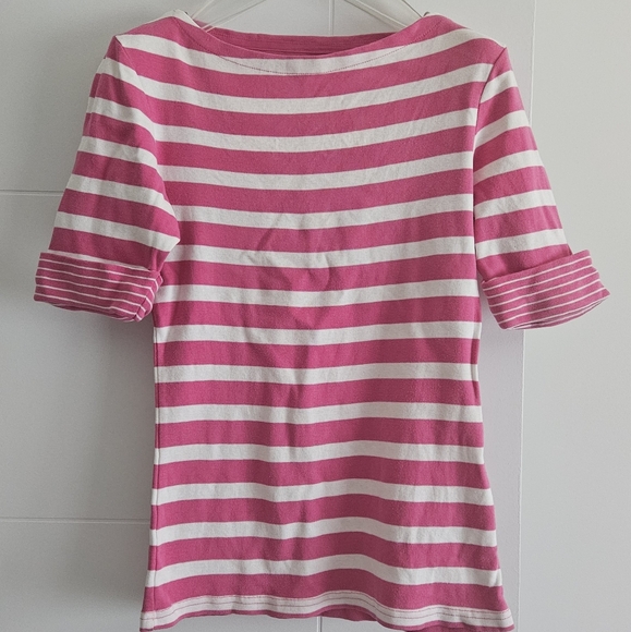 🇨🇦 Seg'ments M 100% Cottob Striped T-Shirt Nautical Top Medium Canadian Made - Picture 4 of 6
